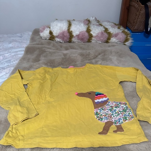 Mini Boden Other - Mini Boden Yellow Long Sleeve Tee with Dachsund Appliqué 11-12